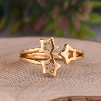 Ethnic Multiple Loop Star Ring Gold Plated Minimalist Dainty Ring Celestial Ring