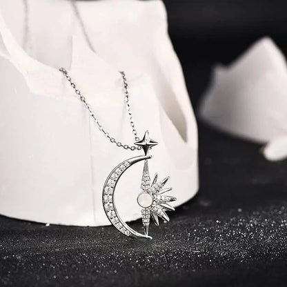 Crescent Moon Sun Star Pendant Necklace 925 Sterling Silver Jewelry NWOB
