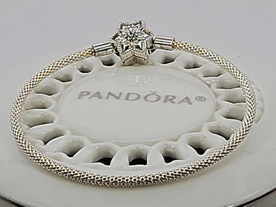 Pandora Sterling Silver Bright Star Snowflake Mesh Bracelet
