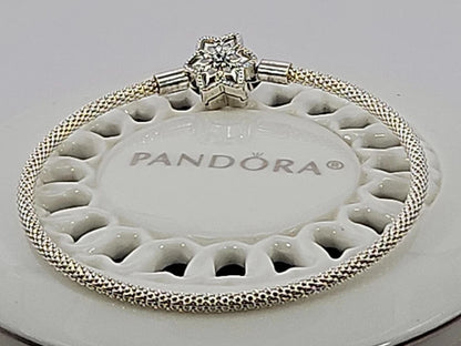 Pandora Sterling Silver Bright Star Snowflake Mesh Bracelet