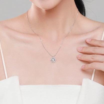 AAA CZ Square Stars S925 Sterling Silver Necklace Clavicular Chain For Women