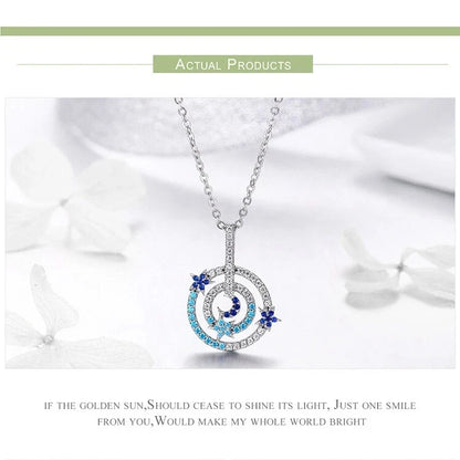 BAMOER S925 Sterling Silver Moon Star Necklace Pendant PowerCZ Women Jewelry