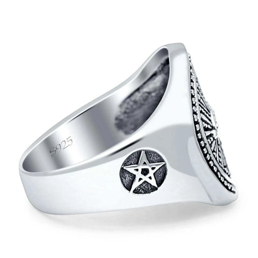 Eye Star Signet Fashion Thumb Ring 925 Sterling Silver