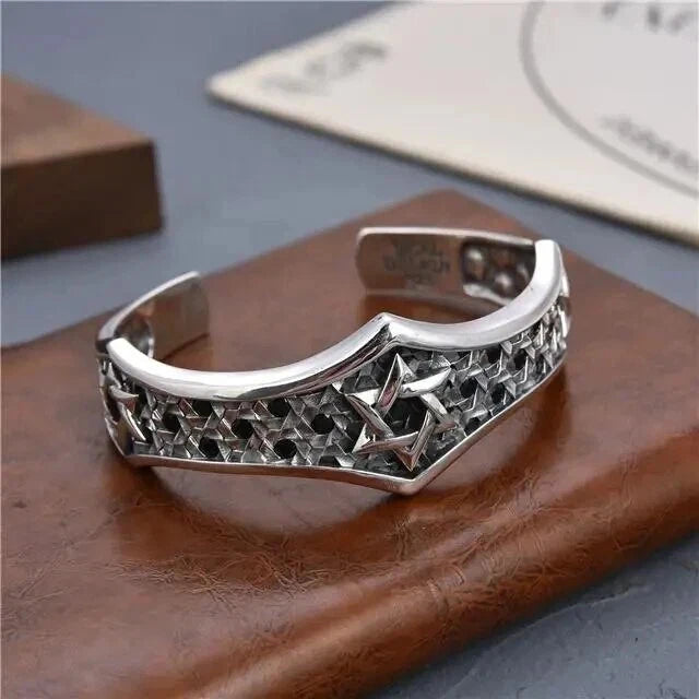 Star of David .925 Sterling Silver Judaic Cuff Bracelet Jewelry