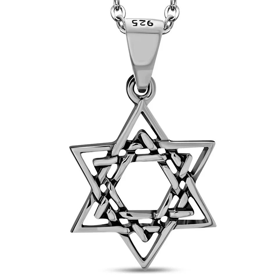 925 Sterling Silver Star of David Pendant Necklace