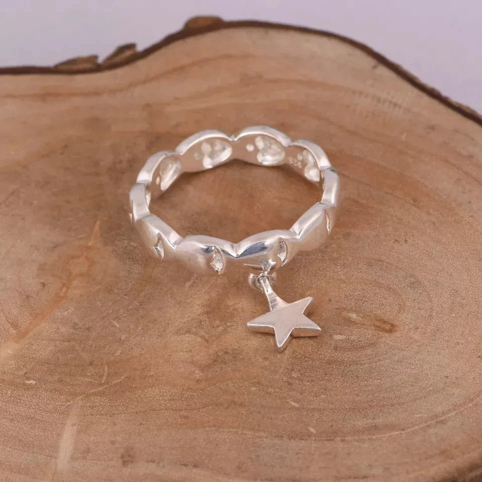 Designer Band Star Charm Ring 925 Sterling Silver Every Occasion Ring For Her