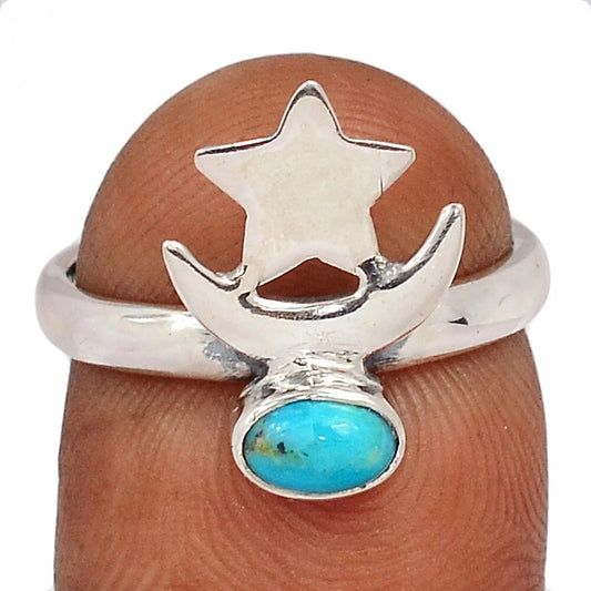 Embrace cosmic beauty with this Moon & Star Ring, featuring a vibrant composite