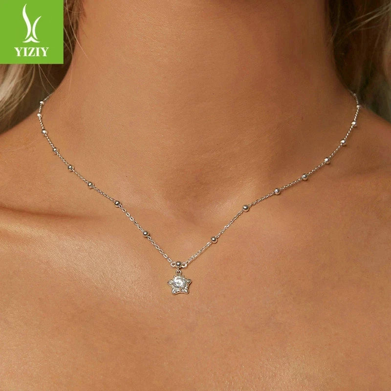 Daily Stylish Real 925 Slver The Light of the Stars 0.5CT Necklace Gifts Jewelry