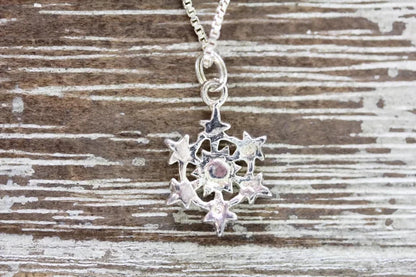 VINTAGE STARS BLUE STERLING SILVER PENDANT BOX CHAIN 16" 925 NECKLACE