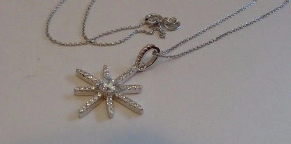 925 STERLING SILVER STAR DESIGN PENDANT NECKLACE W/ 1 CT LAB CREATED DIAMONDS