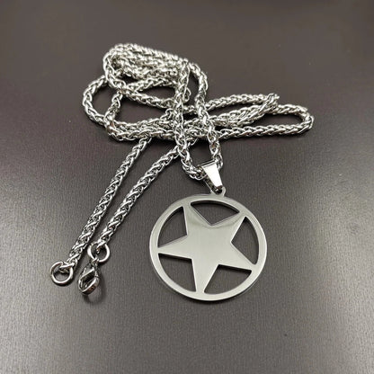 Inversion Pentagram star stainlss steel pendant with necklace 24"