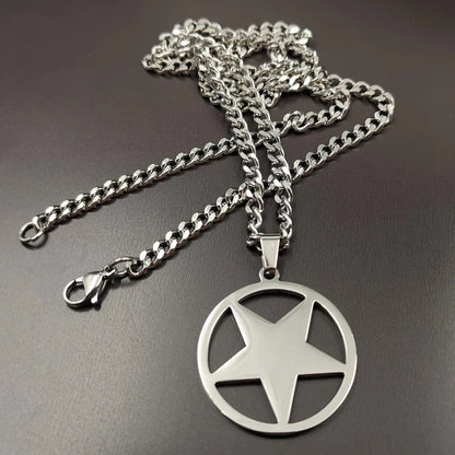 Inversion Pentagram star stainlss steel pendant with necklace 24"