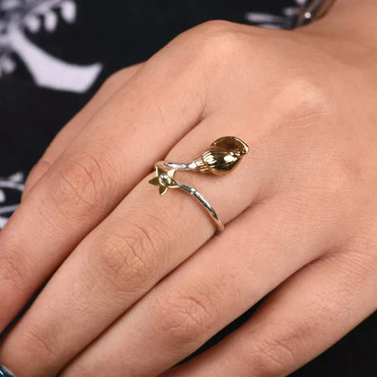 925 Sterling Silver Star And Shell Rings Gold Plated Shell Adjustable Ring