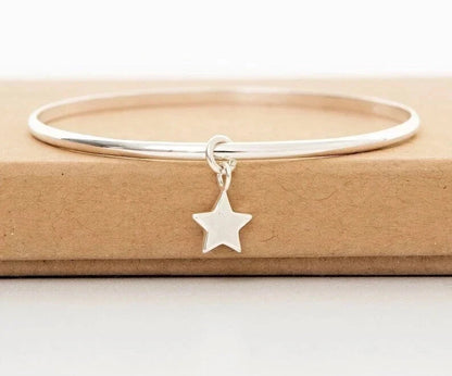 Star bangle Sterling silver bangle Star Jewelry Friend Gift Women Bangle