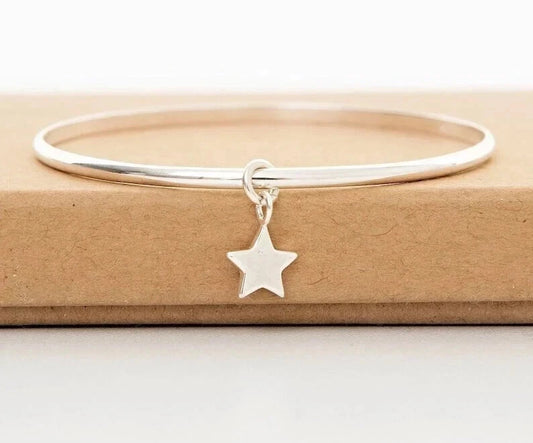 Star bangle Sterling silver bangle Star Jewelry Friend Gift Women Bangle