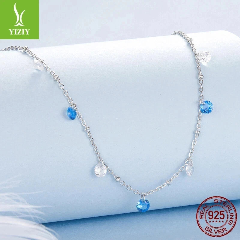 Fashionable Classic Real 925 Sterling Silver Shining Star Necklace Jewelry Women