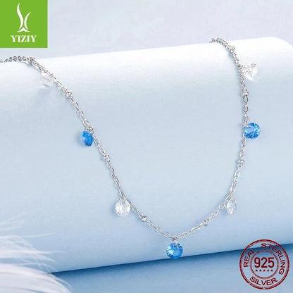 Fashionable Classic Real 925 Sterling Silver Shining Star Necklace Jewelry Women