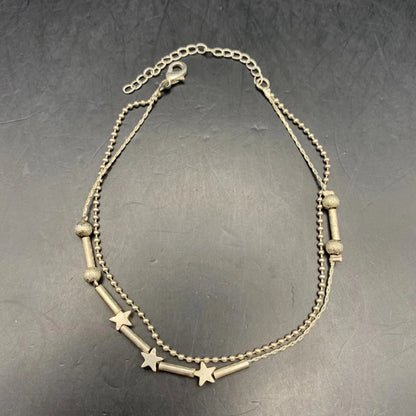 Dainty Layered Bracelet Star Beaded Layered Bead Chain Silver Tone Adjustable