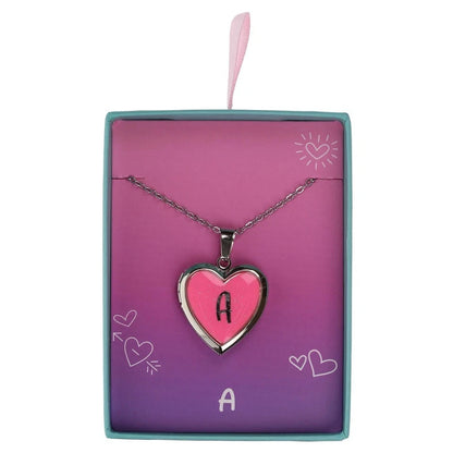 Personalised Glow Up Locket Necklace Kids Heart Shaped Pendant Glow Dark Name