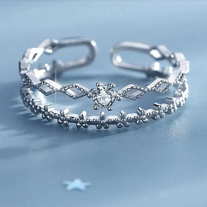 Fashion 925 Silver Tassesl Knuckle Ring Open Zircon Rings Women Adjustable