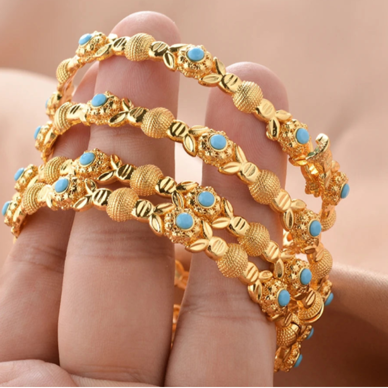 Gold-Plated Dubai Bangles Elegant Party Jewelry-2
