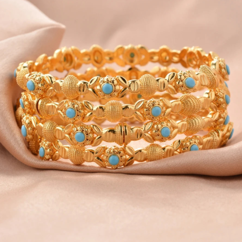 Gold-Plated Dubai Bangles Elegant Party Jewelry-1