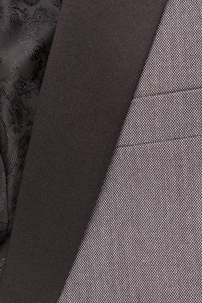 "Sebastian" Grey Pindot Tuxedo Jacket Shawl (Separates)-1