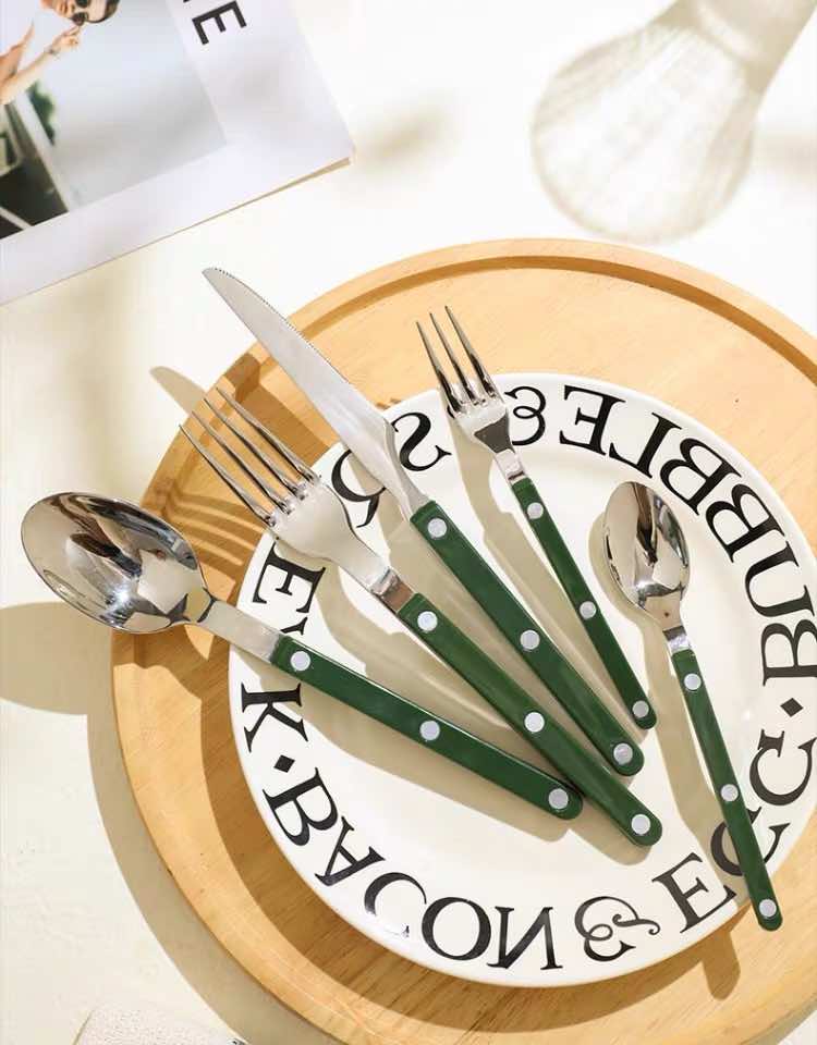 Set Of 10 Pcs French Dopamine Cutlery Flatware - Bistrot Style Silverware Set