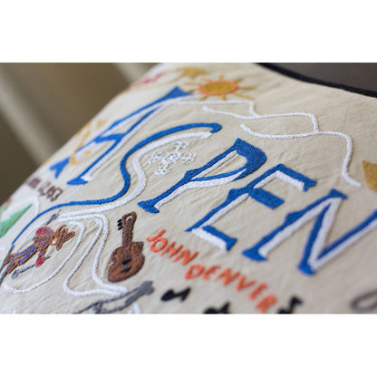 Ski Aspen Hand-Embroidered Pillow-2