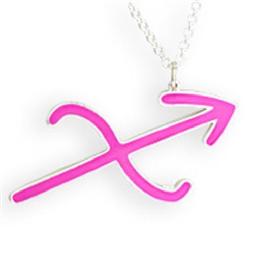 SNK11PINK - Silver Brass Chain Pendant with Epoxy  in Rose-0