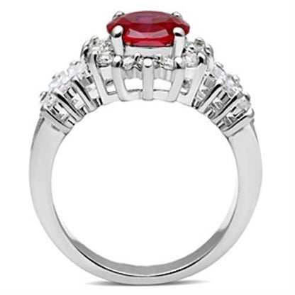 SS009 - Silver 925 Sterling Silver Ring with AAA Grade CZ  in Ruby
