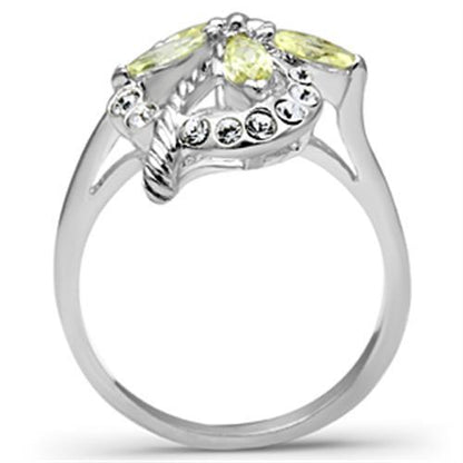 SS013 - Silver 925 Sterling Silver Ring with AAA Grade CZ  in Apple Green color-2