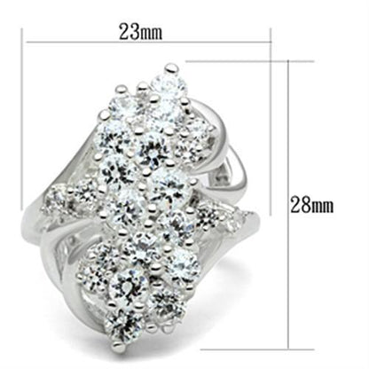 SS016 - Silver 925 Sterling Silver Ring with AAA Grade CZ  in Clear-1