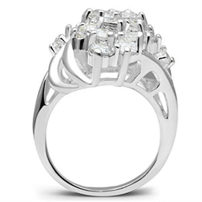 SS016 - Silver 925 Sterling Silver Ring with AAA Grade CZ  in Clear-2