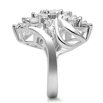 SS016 - Silver 925 Sterling Silver Ring with AAA Grade CZ  in Clear-3