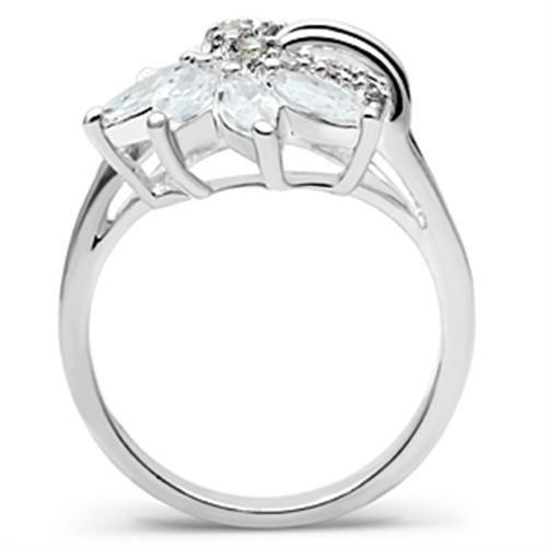 SS018 - Silver 925 Sterling Silver Ring with AAA Grade CZ  in Clear-2