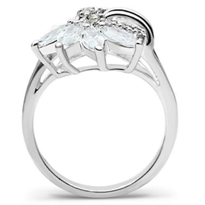 SS018 - Silver 925 Sterling Silver Ring with AAA Grade CZ  in Clear-2