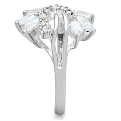 SS018 - Silver 925 Sterling Silver Ring with AAA Grade CZ  in Clear-3