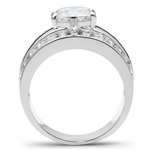 SS019 - Silver 925 Sterling Silver Ring with AAA Grade CZ  in Clear-2