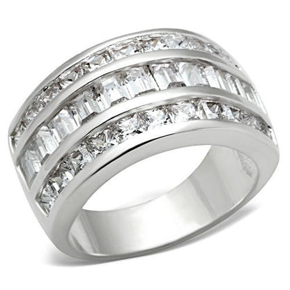SS022 - Silver 925 Sterling Silver Ring with AAA Grade CZ  in Clear-0