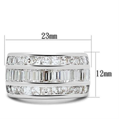 SS022 - Silver 925 Sterling Silver Ring with AAA Grade CZ  in Clear-1