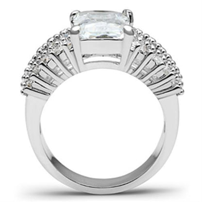 SS023 - Silver 925 Sterling Silver Ring with AAA Grade CZ  in Clear-2