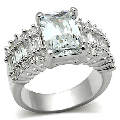 SS023 - Silver 925 Sterling Silver Ring with AAA Grade CZ  in Clear-0