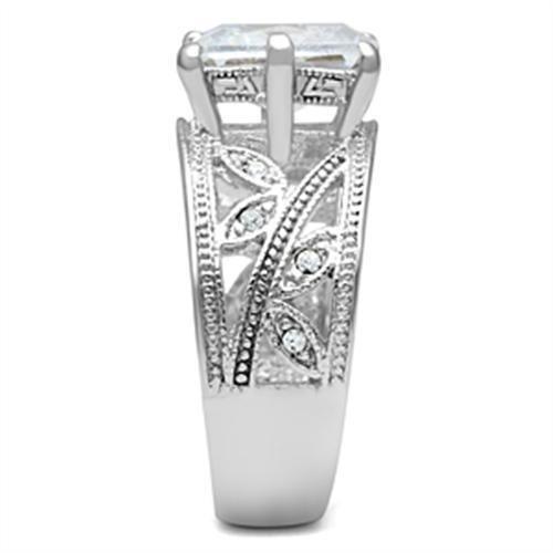 SS024 - Silver 925 Sterling Silver Ring with AAA Grade CZ  in Clear-3