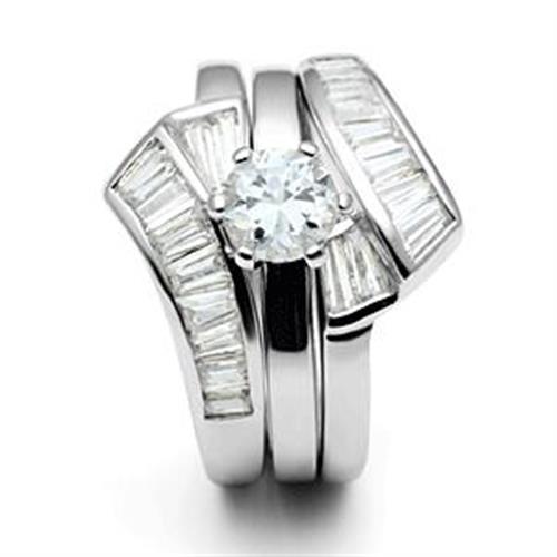 SS025 - Silver 925 Sterling Silver Ring with AAA Grade CZ  in Clear-4
