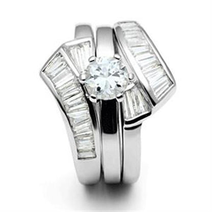 SS025 - Silver 925 Sterling Silver Ring with AAA Grade CZ  in Clear-4