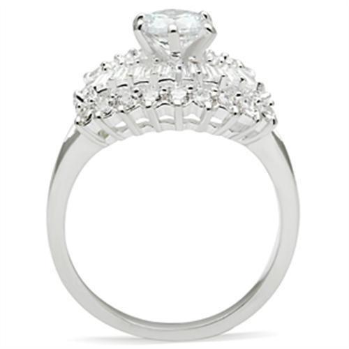 SS026 - Silver 925 Sterling Silver Ring with AAA Grade CZ  in Clear-2