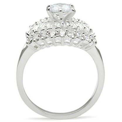 SS026 - Silver 925 Sterling Silver Ring with AAA Grade CZ  in Clear-2