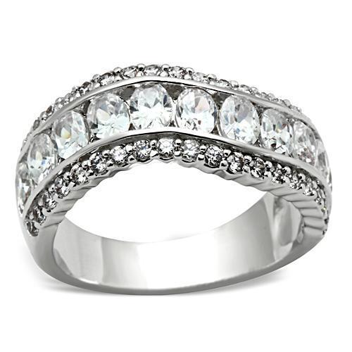 SS029 - Silver 925 Sterling Silver Ring with AAA Grade CZ  in Clear-0