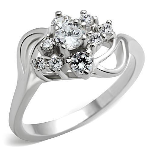 SS032 - Silver 925 Sterling Silver Ring with AAA Grade CZ  in Clear-0